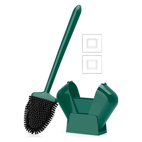 Brosse de toilette en silicone kit de nettoyage des toilettes de la salle de bain - Vert