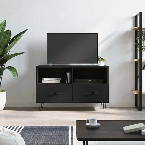 Maison Chic Meuble TV scandinave - Banc TV pour salon Noir 80x36x50 cm Bois d'ingénierie -MN22843