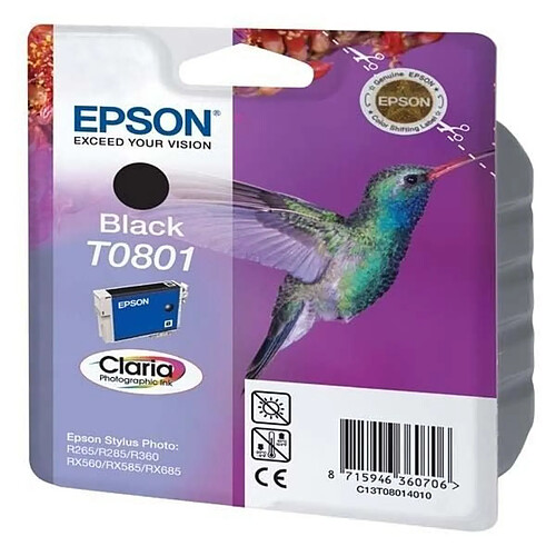 Cartouche d'Encre - Imprimante EPSON T0801 Noir - Colibri (C13T08014011)