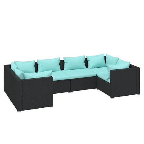 Maison Chic Salon de jardin 6 pcs + coussins - Mobilier/Meubles de jardin - Table et chaises d'extérieur résine tressée noir -MN60255