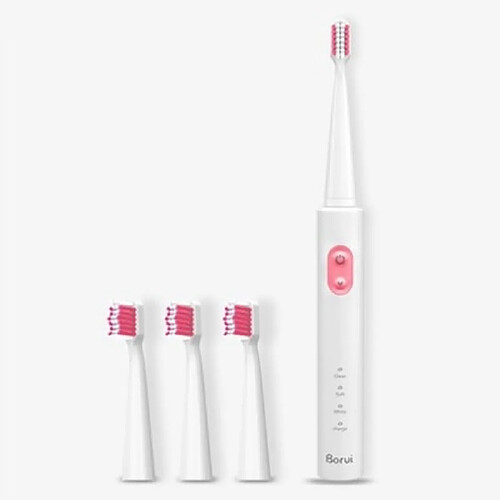 Wewoo Brosse à dents électrique Sonic de charge USB sans fil à ultrasonique rechargeable d'hygiène buccale pour adultes avec 4 têtes (rose)