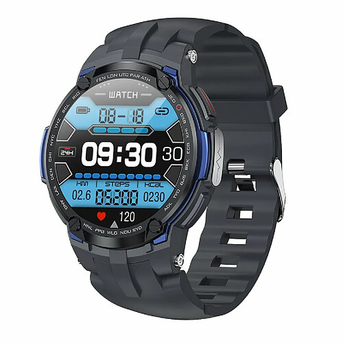 V6 Montre Intelligente Écran Tactile Ecg Sang Oxygène Fréquence Cardiaque Moniteur De Santé Sports Fitness Bleu Foncé