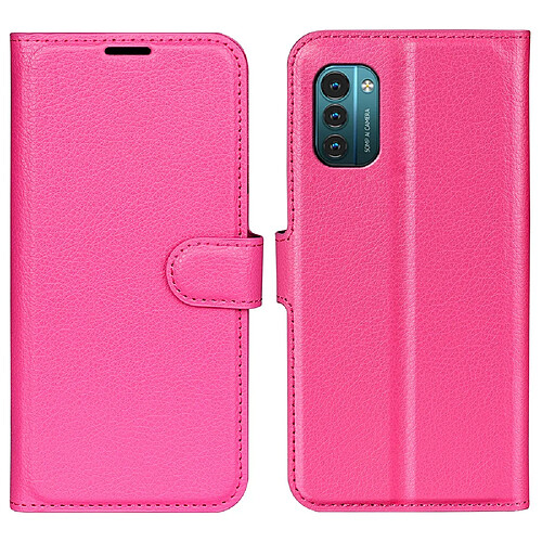 Etui en PU texture litchi avec support, couleur rose pour votre Nokia G11/G21