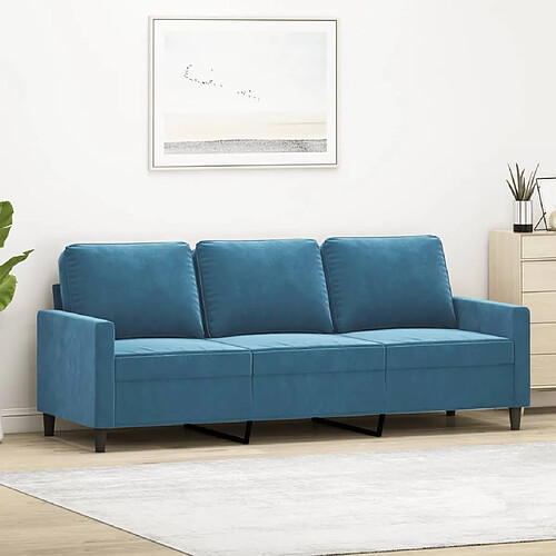 vidaXL Canapé à 3 places Bleu 180 cm Velours