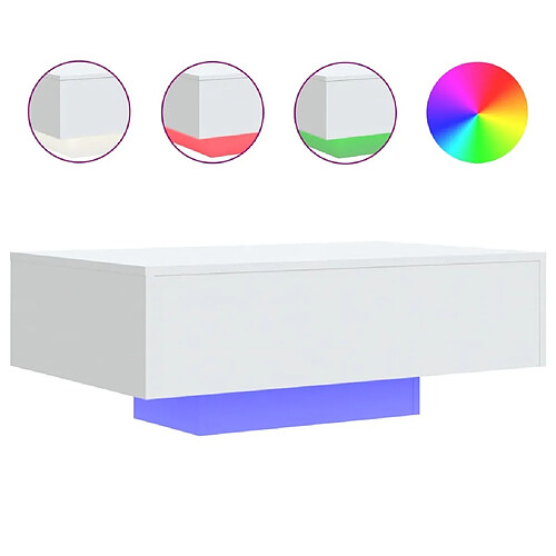 Maison Chic Table basse pour salon | Table à café avec lumières LED blanc 85x55x31 cm -GKD44349