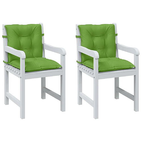 vidaXL Coussins de chaise à dossier bas lot de 2 vert mélangé tissu