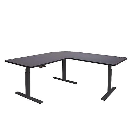 Decoshop26 Bureau d'angle table d'ordinateur réglable en hauteur électriquement 178x178cm MDF noir 04_0002504