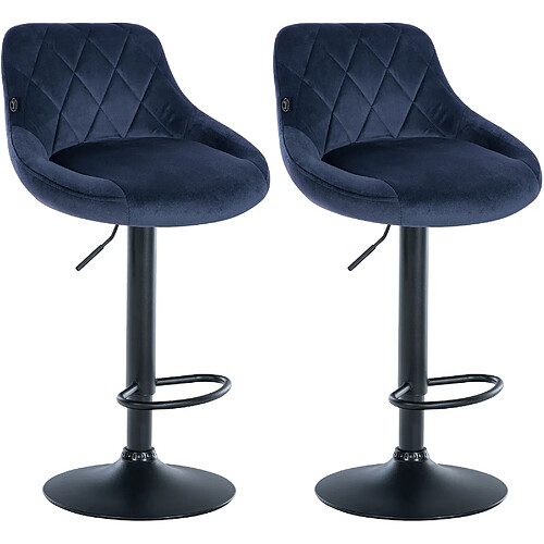 Non Lot de 2 tabourets de bar Lazio velours noir