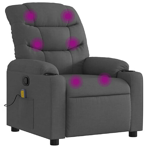 Maison Chic Fauteuil Relax pour salon, Fauteuil de massage inclinable Gris foncé Tissu -GKD83468