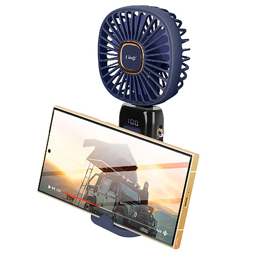 LinQ Mini Ventilateur Portable Réglable 90° Affichage LED Design carré Bleu Nuit