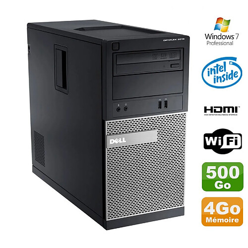 PC Tour DELL Optiplex 3010 MT Intel G2020 Graveur 4Go 500Go HDMI Wifi W7 · Occasion