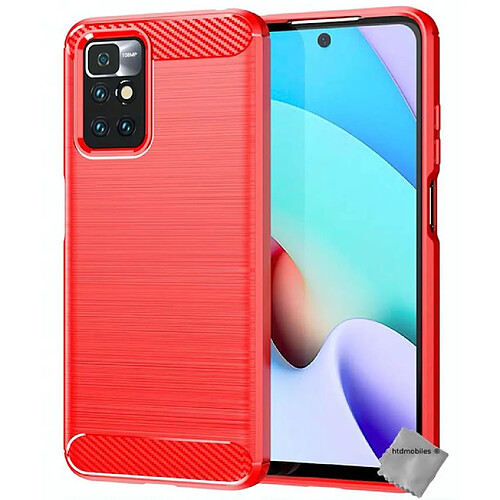 Htdmobiles Coque silicone gel carbone pour Xiaomi Redmi 10 + film ecran - ROUGE