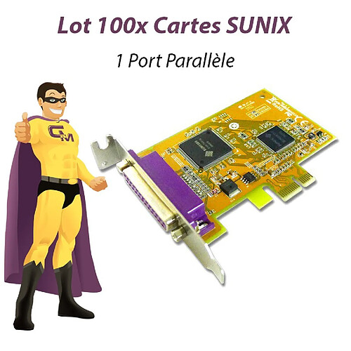 Lot x100 Cartes SUNIX Port Parallele IEEE1284 PCI-E PAR5408AL 0G1FN2 Low Profile · Occasion