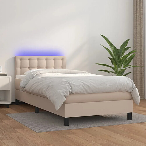 vidaXL Sommier à lattes de lit avec matelas et LED Cappuccino 80x200cm