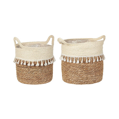 Beliani Lot de 2 pots de fleurs MATIKU Osier Naturel