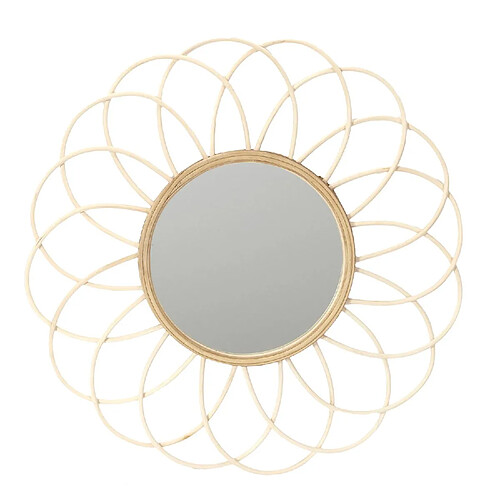 The Home Deco Factory Miroir Rosace en rotin - Diam 56 cm