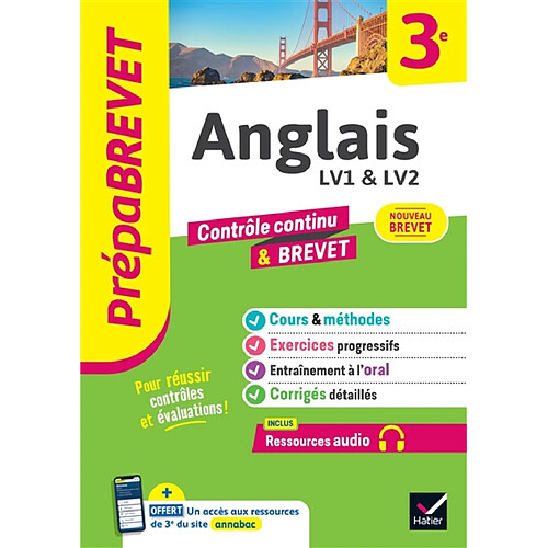 Anglais 3e : LV1 & LV2, contrôle continu & brevet : nouveau brevet · Occasion