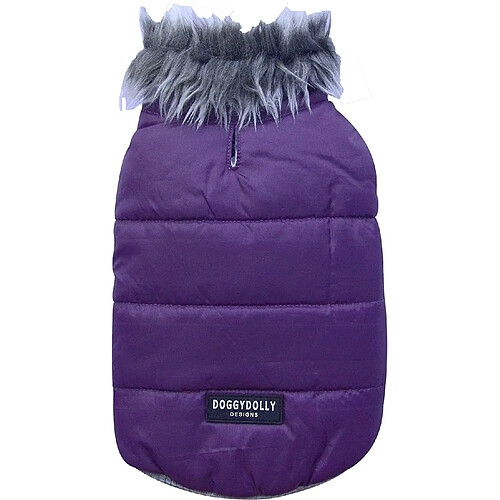 Doggy dolly W167 Veste pour chien avec col en fourrure synthétique Violet