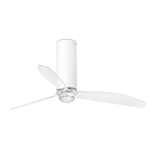 Faro Barcelona Ventilateur de plafond transparent à DEL blanc mat avec moteur intelligent CC - Télécommande incluse, 3000K