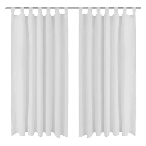 vidaXL 2 pcs Rideau à Passant Micro Satin Blanc 140 x 175 cm