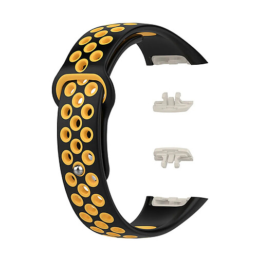 Bracelet de montre TPU compatible Honor band 6(ARG-B19)/Huawei band 6 (FRA-B19)/Huawei band 6 pro/Honor band 7 (0D02) - Jaune noir