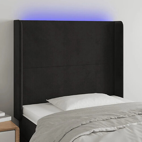 Maison Chic Tête de lit scandinave à LED,meuble de chambre Noir 83x16x118/128 cm Velours -MN84822