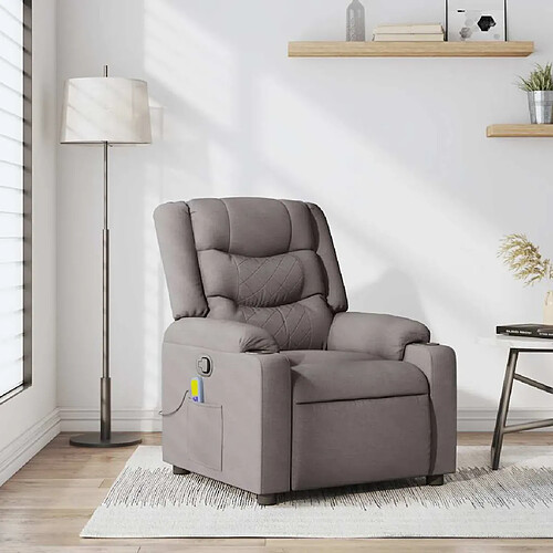 vidaXL Fauteuil de massage inclinable Taupe Tissu