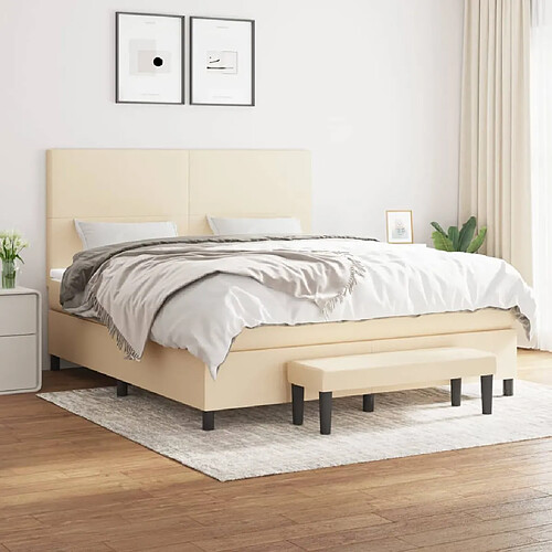 vidaXL Sommier à lattes de lit avec matelas Crème 180x200 cm Tissu