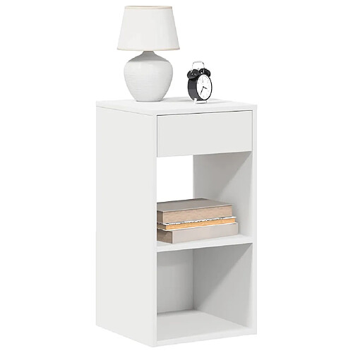 vidaXL Table de chevet avec tiroir blanc 35x34x66,5 cm