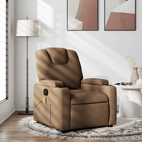 Maison Chic Fauteuil de massage inclinable,Fauteuil luxe de relaxation Marron Tissu -MN89975