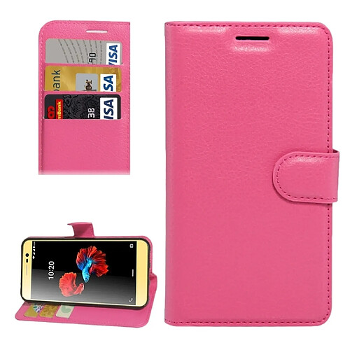 Wewoo Coque Magenta pour ZTE A910 Litchi Texture Horizontal Flip PU Housse en cuir avec support & Slots de cartes Portefeuille