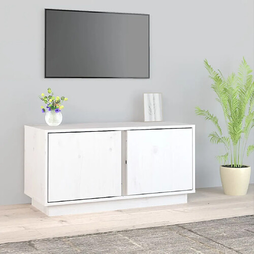 vidaXL Meuble TV Blanc 80x35x40,5 cm Bois de pin massif