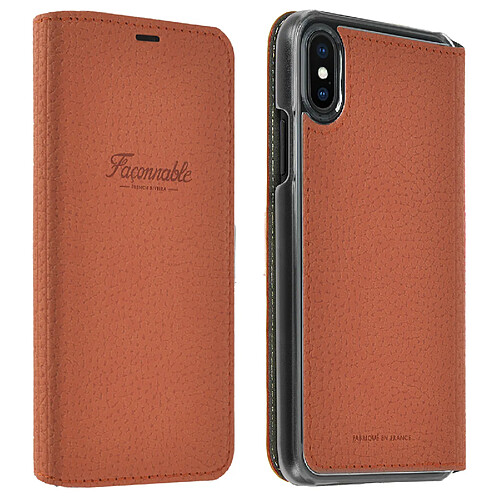 Étui iPhone X / XS Housse folio ultra-fine à effet grainé orange - Façonnable