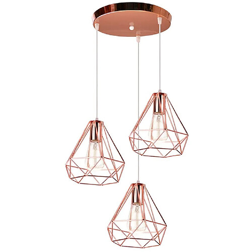 Stoex Lustre Suspension forme Cage Diamant 20cm, Luminaire Industrille Intérieur Vinta