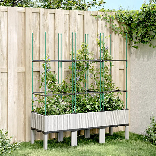 vidaXL Jardinière avec treillis blanc 120x40x142,5 cm PP