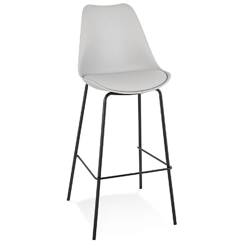 Alterego Tabouret de bar design 'LEMON' gris avec pied en métal noir