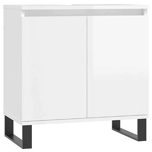 Maison Chic Armoire de bain,Meuble de rangement de salle de bain,Meuble haut blanc brillant 58x33x60 cm bois d'ingénierie -GKD591093