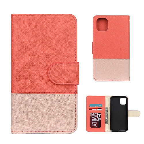 Wewoo Coque Étui en cuir à rabat de couleur épissure pour iPhone 11 Pro avec support cadre photo emplacements cartes et portefeuille rose rouge