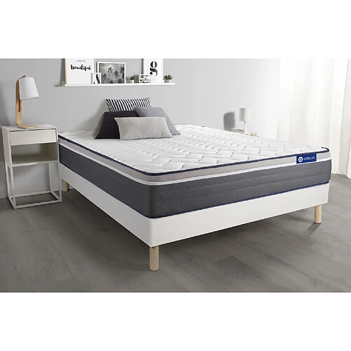 ACTISOM Ensemble matelas ACTILATEX PLUS 180x200 Latex+Mémoire de forme Maxi épaisseur 7zones de confort + sommier KIT blanc