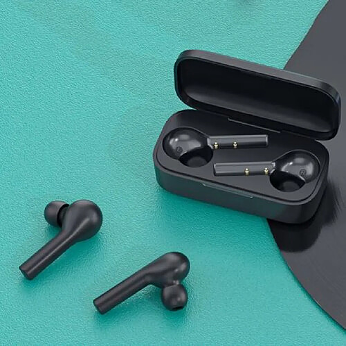 QCY T5 Écouteurs sans fil Bluetooth 5.0 intra-auriculaires binauraux avec micro et socle de charge Noir