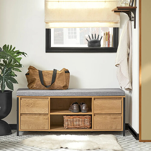 SoBuy FSR149-N Commode à Chaussures avec Siège Armoire à Chaussures avec Coussin et Tiroirs