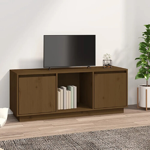 vidaXL Meuble TV Marron miel 110,5x35x44 cm Bois de pin massif