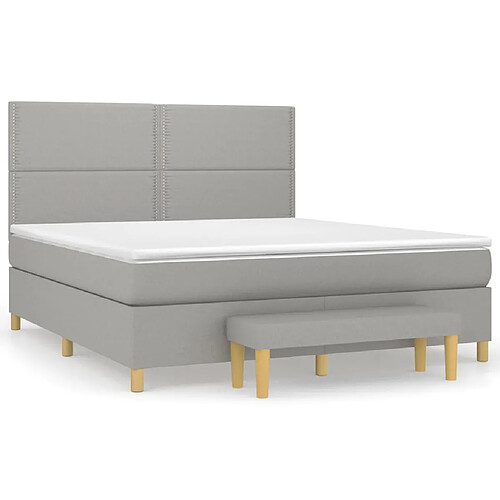 Maison Chic Structures de lit + matelas,Lit à sommier tapissier avec matelas Gris clair 180x200cm Tissu -MN47050