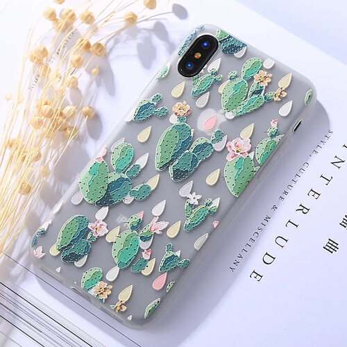 Wewoo Coque pour iPhone X Gaufrage Cactus Motif Soft TPU Housse de protection