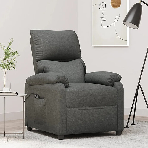 vidaXL Fauteuil inclinable électrique Gris foncé Tissu