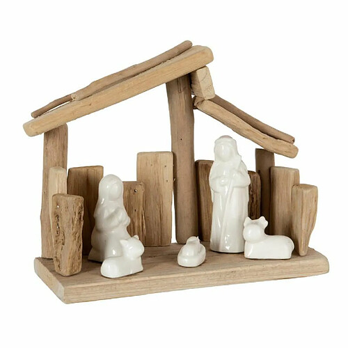 Paris Prix Crèche de Noël Toit Incliné 23cm Naturel & Blanc