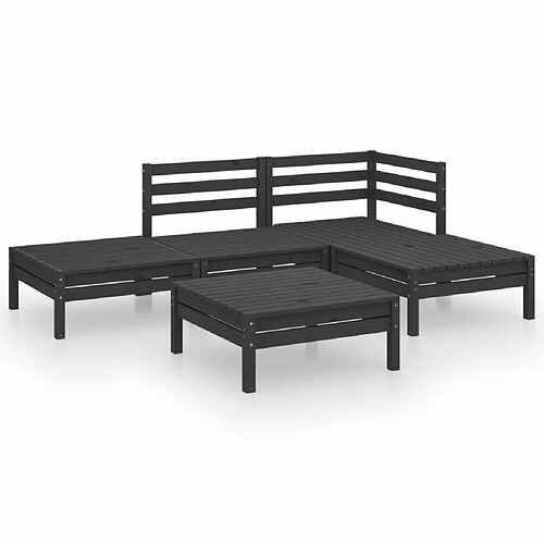 Maison Chic Salon de jardin 5 pcs - Table et chaises d'extérieur - Mobilier/Meubles de jardin Moderne Bois de pin massif Noir -MN34544