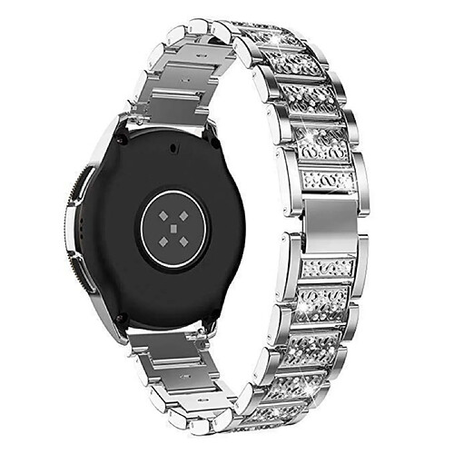 Bracelet en métal 18mm, 3 perles, décor de strass, argent pour votre Garmin Venu 2S/Vivoactive 4S