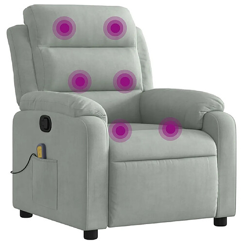 Maison Chic Fauteuil Relax pour salon, Fauteuil de massage inclinable gris clair velours -GKD41183