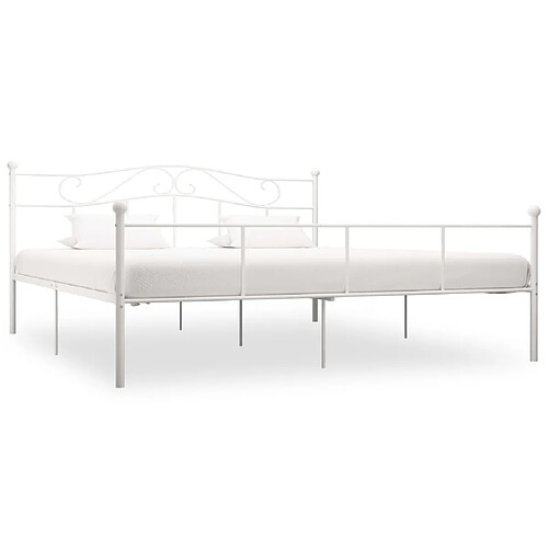 Maison Chic Lit adulte - Lit simple Cadre de lit,Structure du lit Contemporain Blanc Métal 180 x 200 cm -MN67755